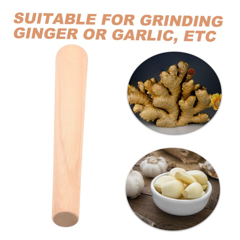 Ipetboom Wooden Pestle Garlic Grinder Beechwood Food Masher Tool Lightweight