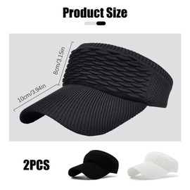 NHTJTHE 2 x Visor Cap, Breathable and Sweat-Absorbing Summer Cap with Sun Visor, Unisex, Adjustable, Fashion Peaked Cap Men and Women (1 Black + 1 White), black