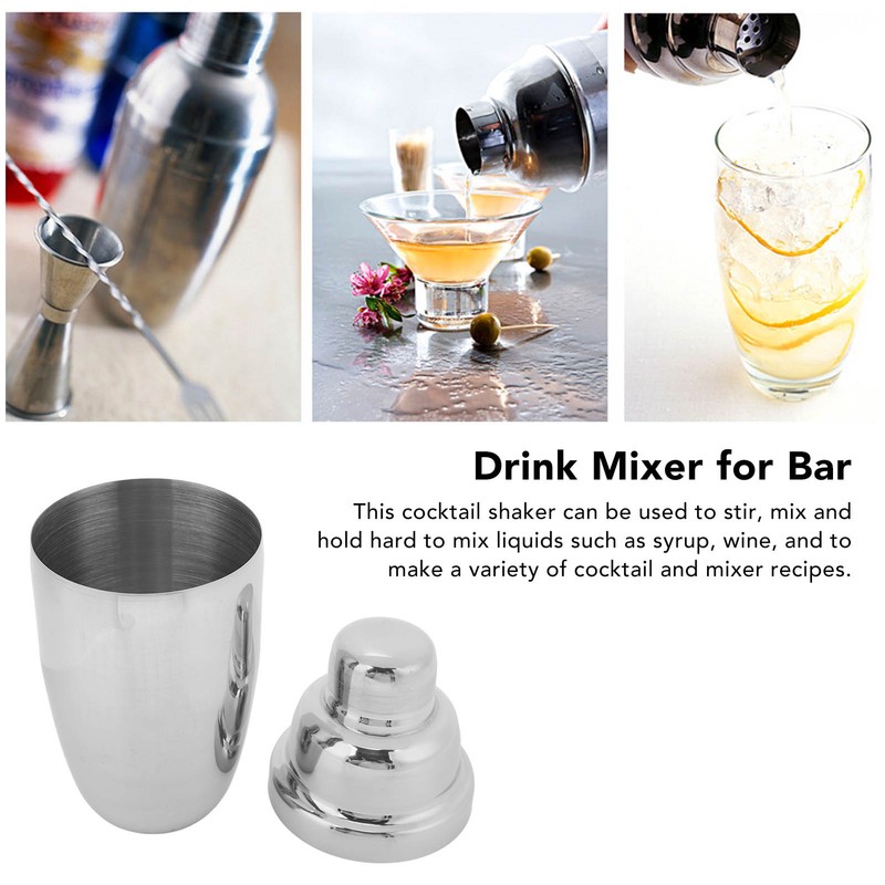 Cocktail Shaker Stainless Steel Rust Proof Bartender Drink Mixer with