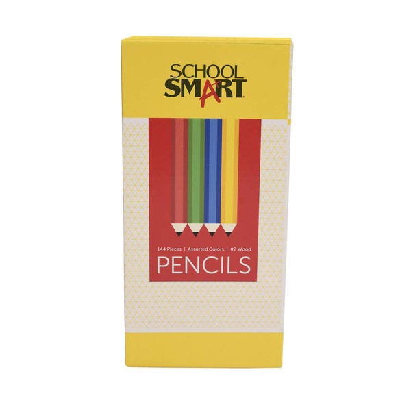 School Smart No. 2 Pencil with Latex-Free Eraser, Assorted Colors,