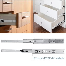 Gobrico Drawer Slides Furniture Hardware 18-inch 100 lb. Hydraulic Soft Close Full Extension Ball Bearing Runners 3Folds 2Pair