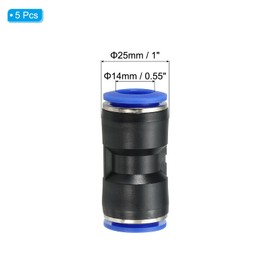 PATIKIL 5pcs 14mm Push To Connect Fittings Plastic Airline Hose Fittings Quick Release Pneumatic Connectors for Straight Union 2-Way Coupling Pipes Blue