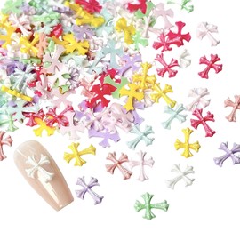 Samcos Cross Nail Parts, Set of 100, Cross, Nail Parts, Resin Material, 3D Design, Cute, Handmade, Retro, Nail Art, Gel Nails, DIY, Handmade, Decorative Accessories, Nail Design Supplies, Colorful