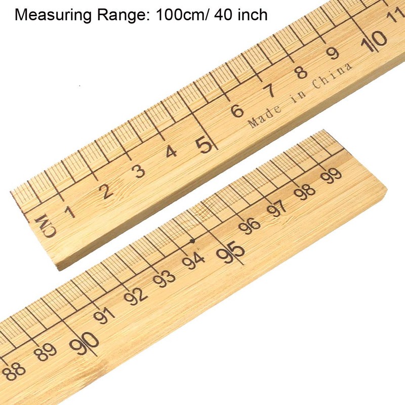 uxcell Straight Ruler 1m 40 Inch Metric/Imperial Egde Scale Bamboo