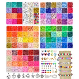 Bracelet Making Kit 20000 PCS 150 Colors Clay Beads for Jewelry Making 6 Boxes, Friendship Bracelet Kit Clay/Glas Beads for Bracelets, Girl Gifts with Pendant Charms Kit for Ages 8-13