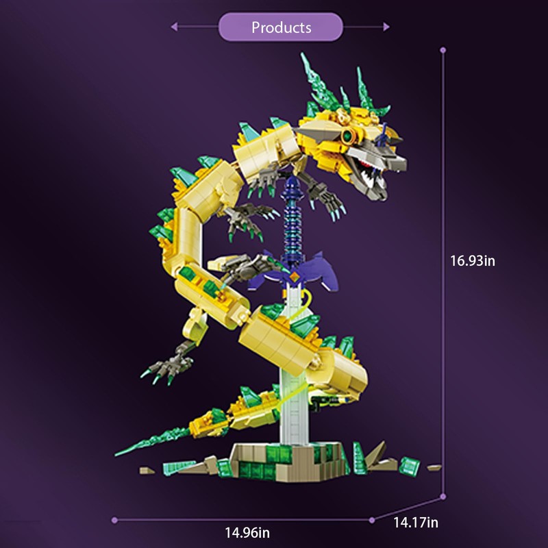 enttgo 1298PCS Master Sword and White Dragon Building Block Toys,