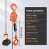 Happybuy Manual Lever Chain Hoist, 1/2 Ton (1100 lbs Capacity),