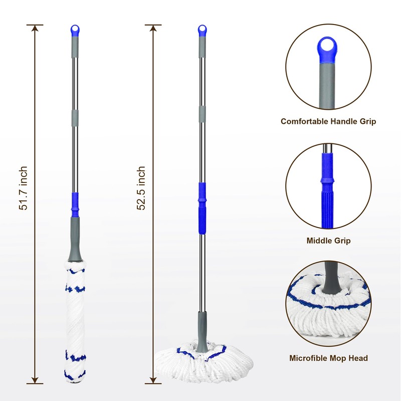 Self Wringing Floor Cleaner with 52.5 Inch Long Handle, Heavy