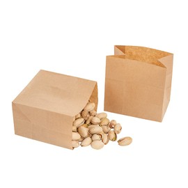 Restaurantware Bag Tek 3.9 x 2.3 x 3.8 Inch Paper Bags For Snacks 100 Small Paper Bags For Foods - Disposable Sustainable Kraft Paper Snack Bags Microwavable Freezable