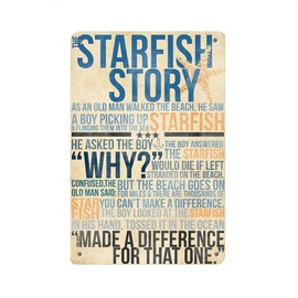 LQNMPPH The Starfish Story Inspirational Quote Vintage Metal Tin Sign Wall Decor Art 12x8 Inch