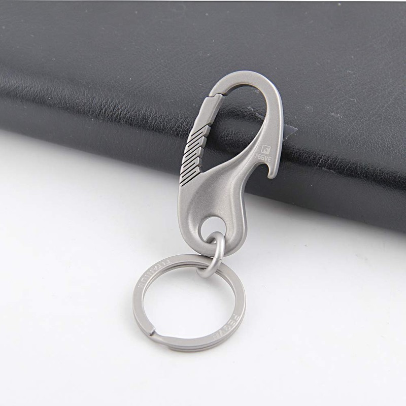 FEGVE Titanium Keychain with Bottle Opener Function Heavy Duty Carabiners