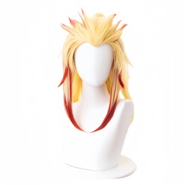Hamish Flame Hashira Rengoku Kyoujurou Wig Flame Hashira Kyoujurou Cosplay Wig with Wig Cap Heat Resistant Hair Anime Cosplay Wig
