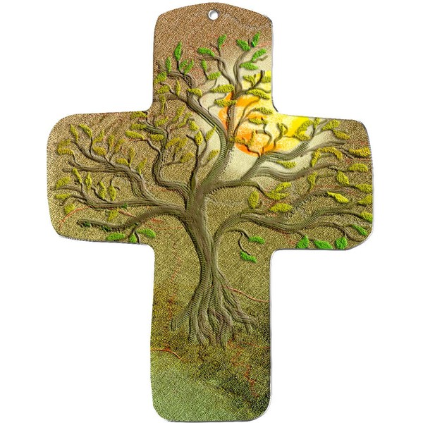 metALUm wall cross"Olive tree"