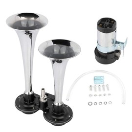 Ineedup Train Truck Horn Air Tank Car Horn Tank 12V Vehicles Lorrys Trains Boats Vans Kit Trucks、Cars、Ships Silver Dual Trumpet Air Horn