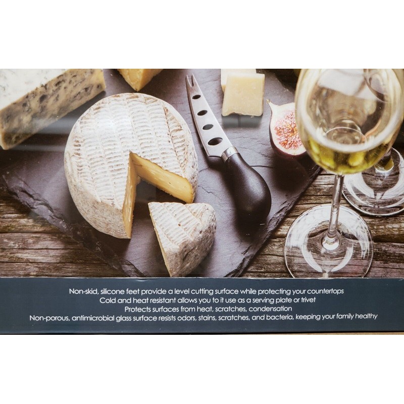 Home Basics Glass Cutting Board, Rectangle, (12" x 16") WINE