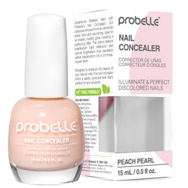 Probelle Illuminating Nail Concealer, Sheer Long Lasting Brightening Nail Polish for yellowing discolored nails, perfect finish for damaged nails with imperfections, Vegan, Gluten Free, Peach Pearl