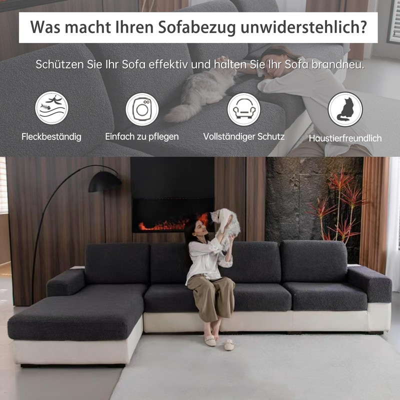 OHSIO Sofa Cover - Highly Elastic, Non-Slip Seat Cushion Cover