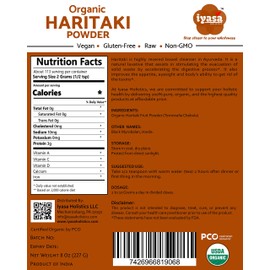 Organic Haritaki Fruit Powder Harde Harad Terminalia chebula Kadakapudi 8Oz 225Gm Digestion Gas Relief Healthy Bowel Function Ayurveda Superfood Resealable Pouch