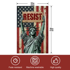 Statue of Liberty Resist Garden flag 12x18 inches Double-Sided Pro Women Rights Anti Racism, Anti Discrimination, Anti Protest Courtyard Logo, Anti Hate Violence Outdoor Interior Decoration Flag (Resist garden flag)