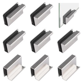 UFURMATE 8Pcs Glass Finger Edge Pull Cabinet Finger Pull Handle Glass Door Clips Cabinet Latch Clamp Concealed Handle for Display Glasscase Door (Pearl Chrome)