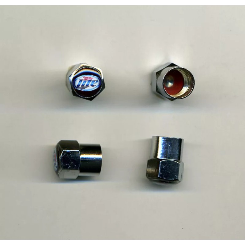 Miller Lite 4 Chrome Plated Brass Tire Valve Caps Car