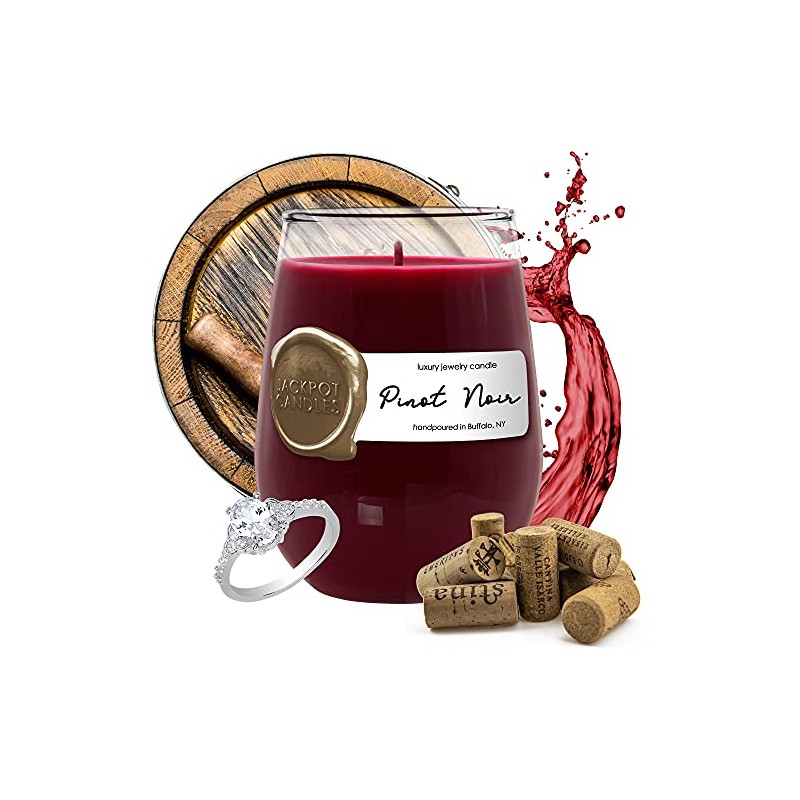 Jackpot Candles Pinot Noir Wine Glass Candle with Ring Inside