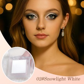 Snowlight White Matte Eyeshadow - High Long-Lasting Single Eyeshadow Palette, Smooth Pressed Powder, Waterproof & Smudge Proof Eye Shadow with Brightening Effect