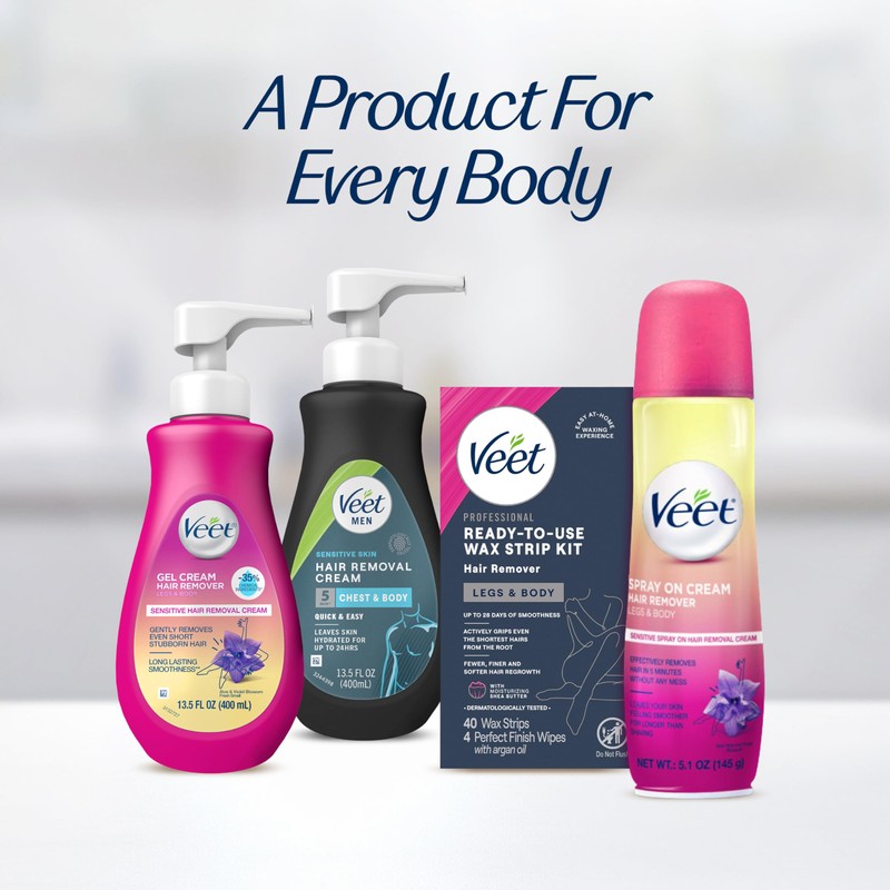 VEET Sugar Wax Strips For Women's Body Hair Removal, Bikini