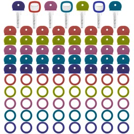 Blulu 80 Pieces Colored Key Covers Caps Tags Covers Set Plastic Key Color Identifier Rings Toppers(Retro Color)