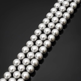 Adabele 1 Strand AAA Grade 6mm Natural Shell Pearl Loose Round Beads Freshwater Mother of Pearl Nacre 15 inch (Silver) for DIY Craft Jewelry Making SP6-29