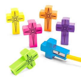 Fun Express - Cross Pencil Sharpeners - Stationery - Pencil Accessories - Sharpeners - 24 Pieces