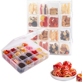 Pcs Snack Box, Storage Box with 36 Compartments,Snack Boxes for Kids Travel,Storage Box with Lid for Candy,Nuts,Clear Multi Stackable Organizer Container for Fruits, Pills, Beads, Bolts and Nuts