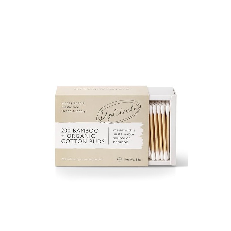 UpCircle Bamboo Cotton Buds - Pack of 200 - Biodegradable,