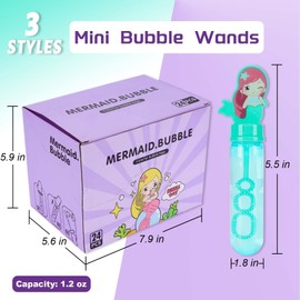 JOYYPOP 24 Pack Mini Bubble Wands for Kids Mermaid Party Favors Bubble Toy Summer Gifts for Girls Boys Mermaid Theme Birthday Party