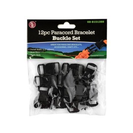 SE Black 1/2" Paracord Bracelet Buckles Set (12 PC.) - OD-B1513BB