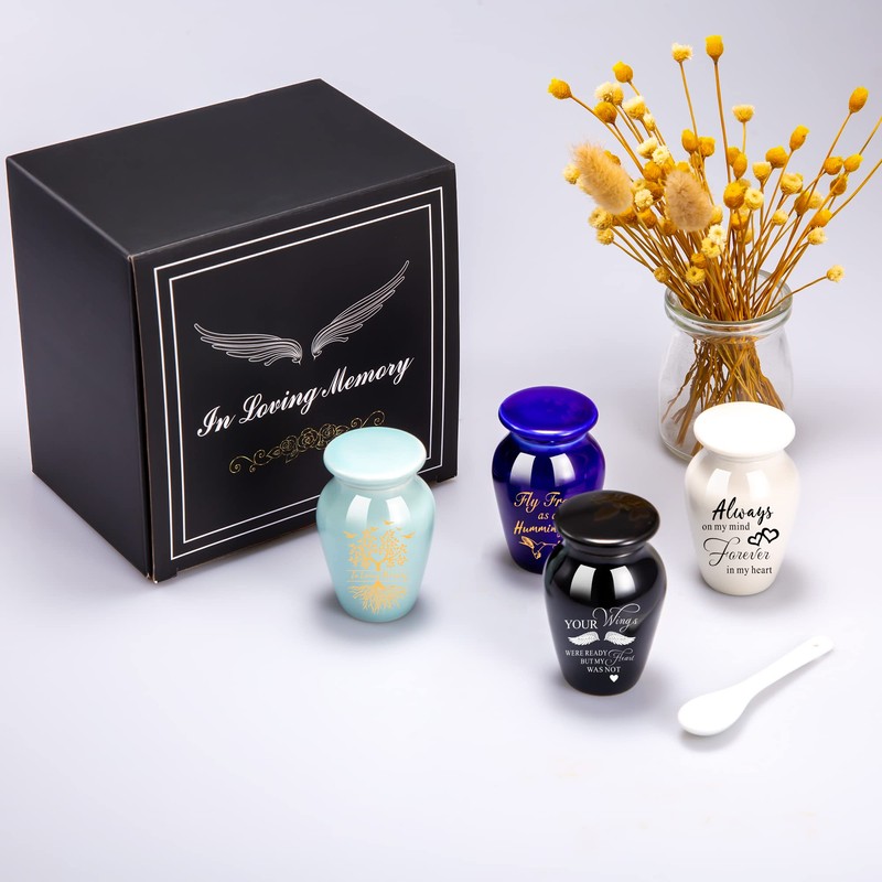 4 Piece Small Urns for Human Ashes Mini Cremation Urns
