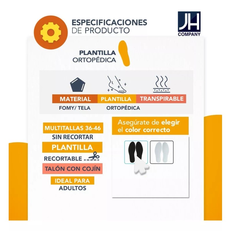 J.H. Company Plantillas Acolchonado Anti Impacto Ajustable Zapatos 9910