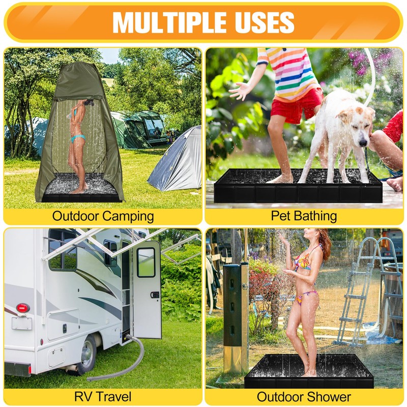 Upgraded Portable Shower Pan 41"x41"x5" - Heavy-Duty Non-Slip Base with