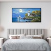 CHATYOUNG Large Coastal Wall Art - Blue Ocean Lighthouse Sailboat