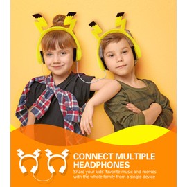 Mumba Auriculares para niños con Orejas VoliBolt Auriculares Jack 3.5mm (HS01) con cable para compartir música Protección Auditiva Limitada en volumen de 85dB material seguro de grado alimenticio