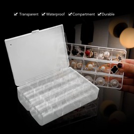 ZJchao Caja Organizadora de Joyas Portátil, Organizador de Aretes de Acrílico Transparente, 30 Rejillas, Caja de Almacenamiento Apilable y Portátil para Aretes, L