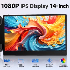 LOSC Laptop Screen Extender - Portable Monitor for Laptop with 14 Inch IPS Panel FHD 1080P Extended Monitor for Laptop for Windows Mac Office Business Trip (S1)