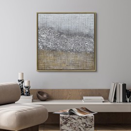 Empire Art Direct Abstract Wall Art Textured Hand Painted Canvas by Martin Edwards, Gold Frame, 36" x 36", Matter