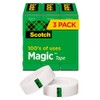 Magic Tape, 3 Rolls, Numerous Applications, Invisible, Engineered for Repairing,