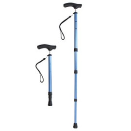 自然舘 4段伸縮ステッキ コンパクト 歩行補助 (青)