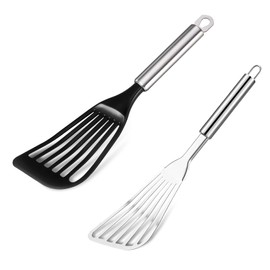 Tenta Kitchen Utensils & Gadget Tool Set Stainless Steel Metal Slotted Spatulas,Nylon Fish Egg Spatulas Nonstick Spatulas Turner, Wide Flate Slotted Spatulas Nylon For Cookingware (Set Of 2)