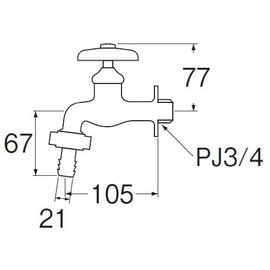 SANEI [Coupling Horizontal Faucet] Nominal 20 Hose Connection Diameter 0.8 inch (21 mm) with POS JY30J-20