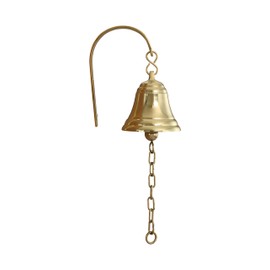 DECONOOR Vintage Cast Iron Dinner Bell as Entry Door Bell, Outside Hanging Decor or Indoor Decoration Wall Antique Farm and Front Gate Bell, Shiney Gold
