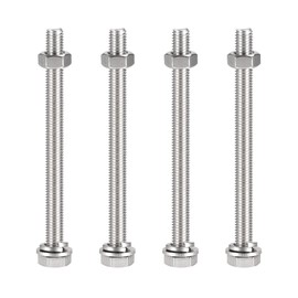sourcing map M10 x 130mm Hex Head Screws Bolts, Nuts, Flat & Lock Washers Kits, 304 Stainless Steel Fully Thread Hexagon Bolts 4 Sets