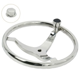 HYDDNice 3 Spoke Stainless Steel Boat Steering Wheel 13-1/2" Dia with 1/2"-20 Nut & Turning Knob fit for Teleflex Cable Helm